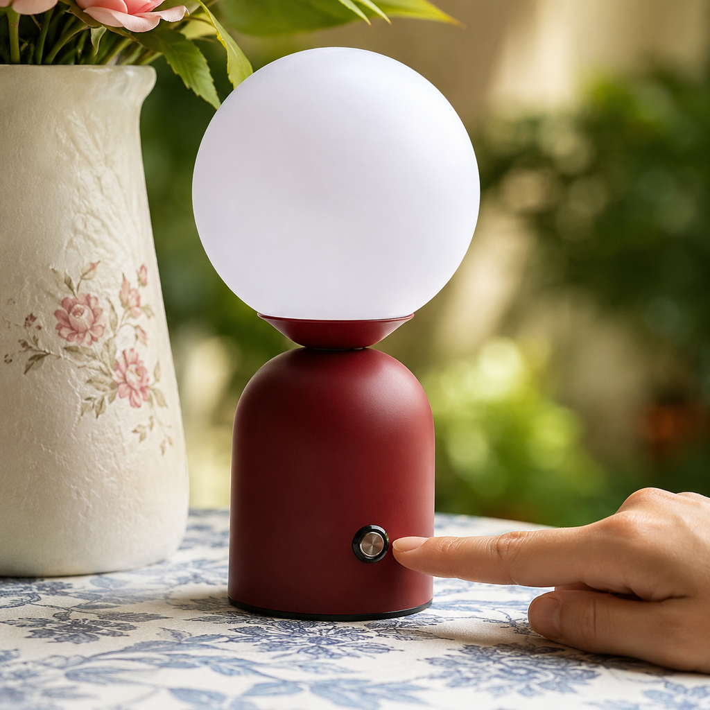 Wine Red Sphere Table Lamp
