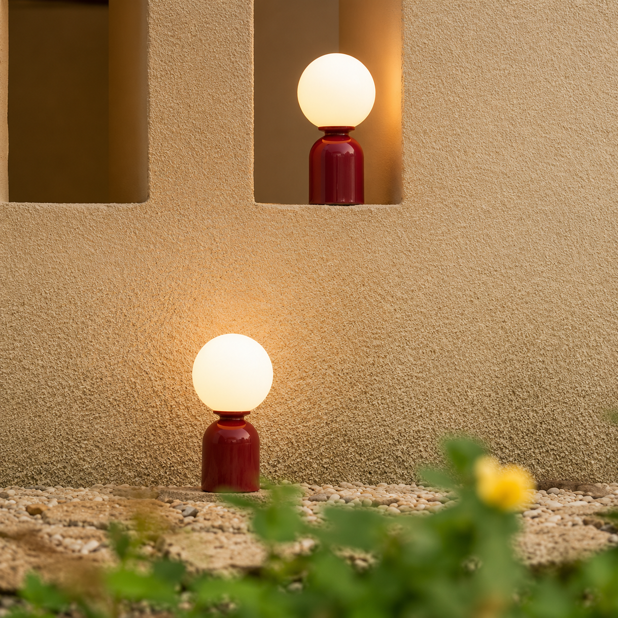 Wine Red Sphere Table Lamp