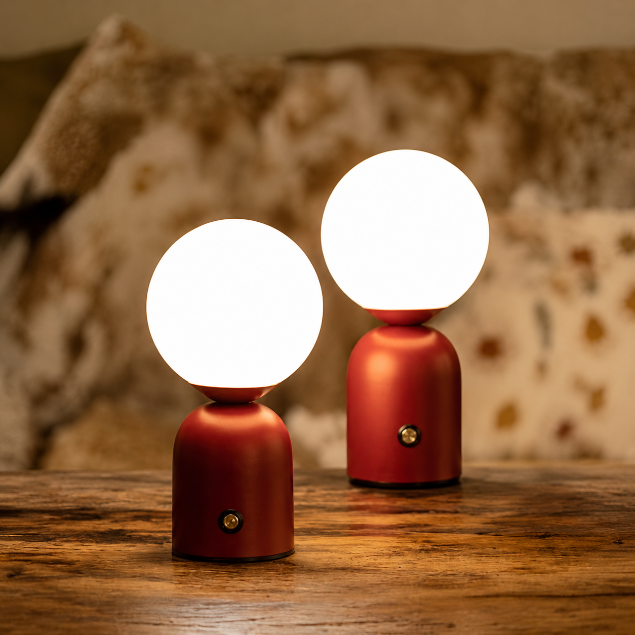 Wine Red Sphere Table Lamp