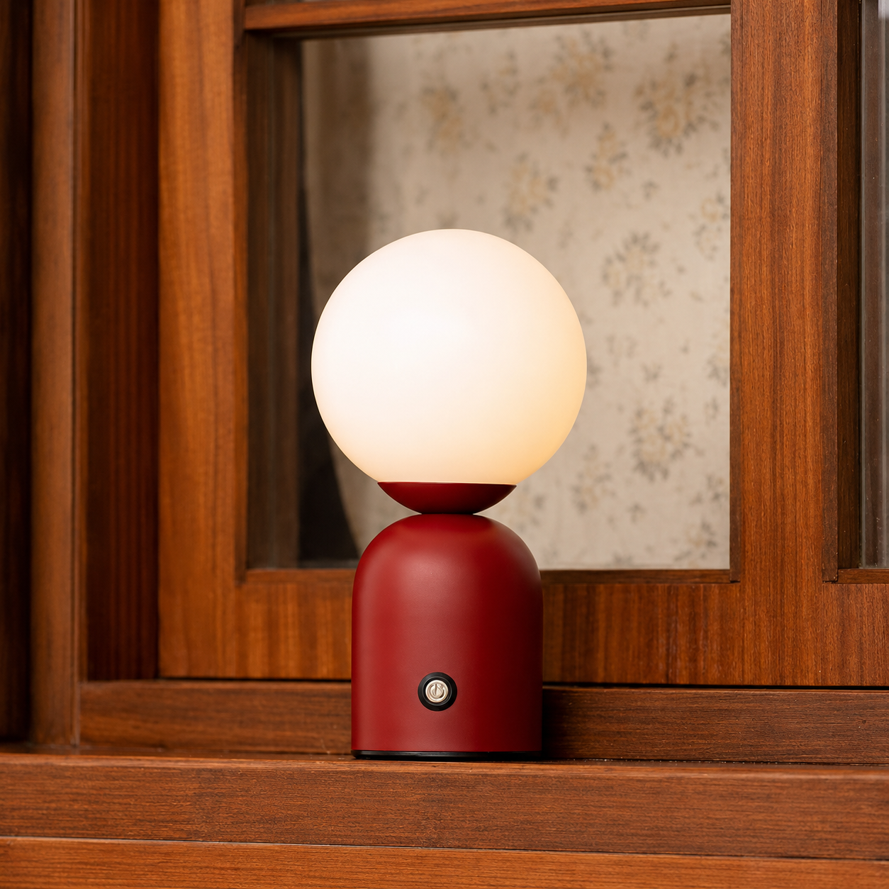 Wine Red Sphere Table Lamp