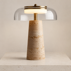 Travertine Stone Glass Table Lamp