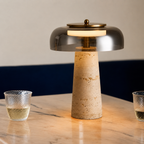 Travertine Stone Glass Table Lamp