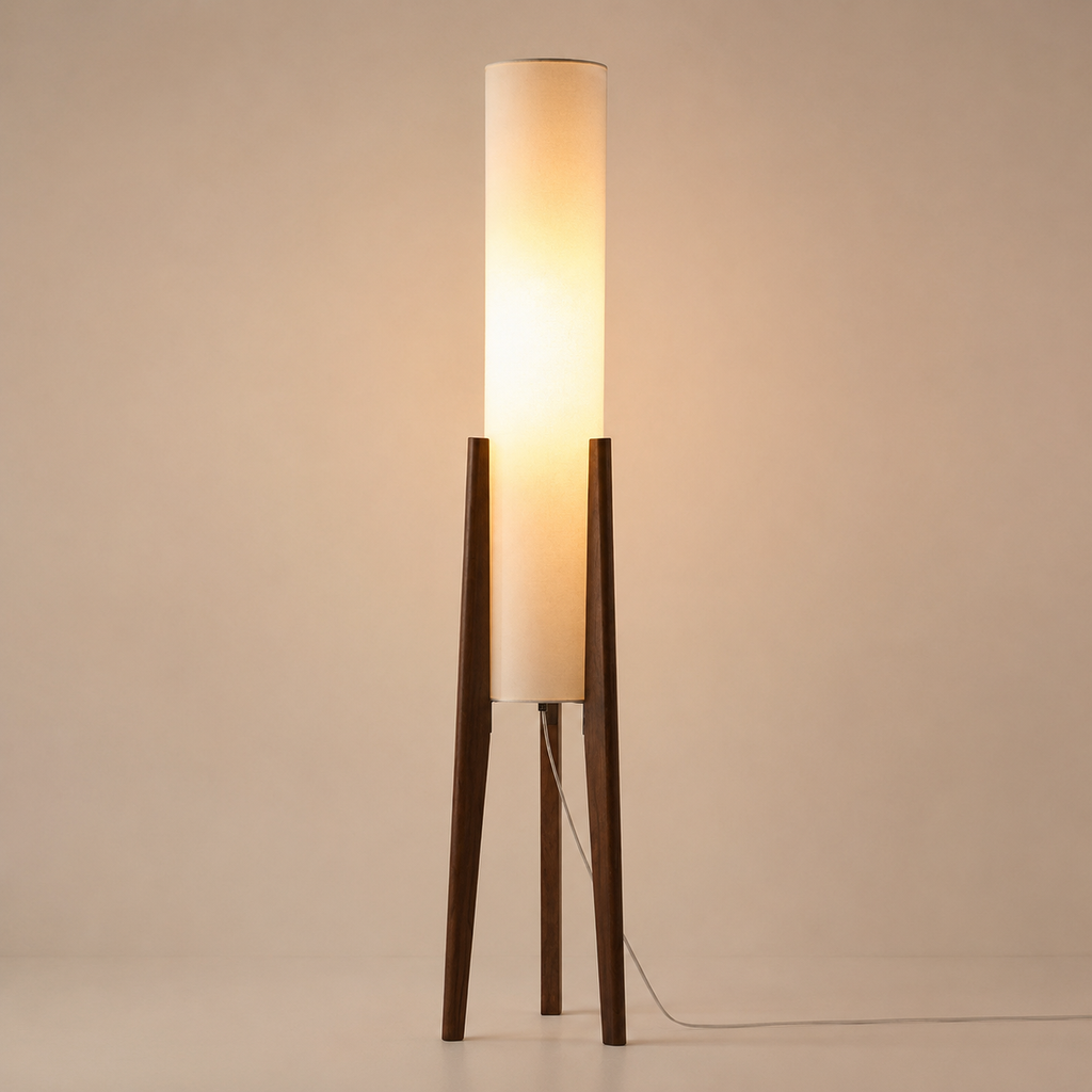 Three Pillar Wood Floor Lamp