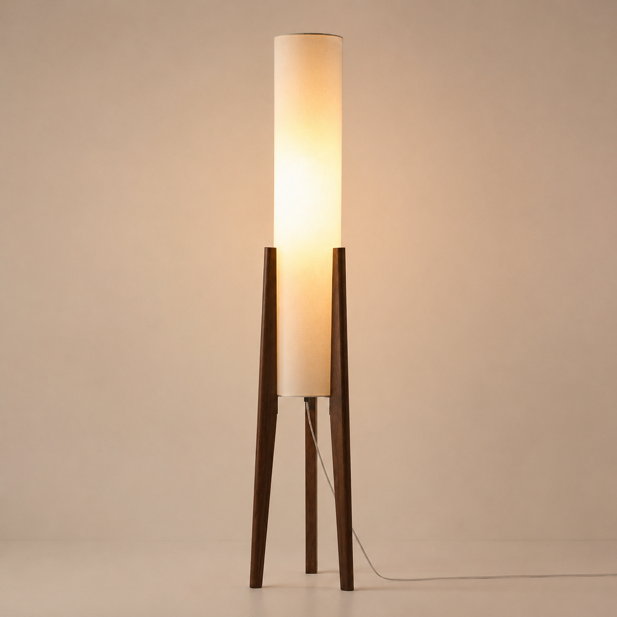 Three Pillar Wood Floor Lamp