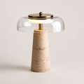 Travertine Stone Glass Table Lamp