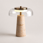 Travertine Stone Glass Table Lamp