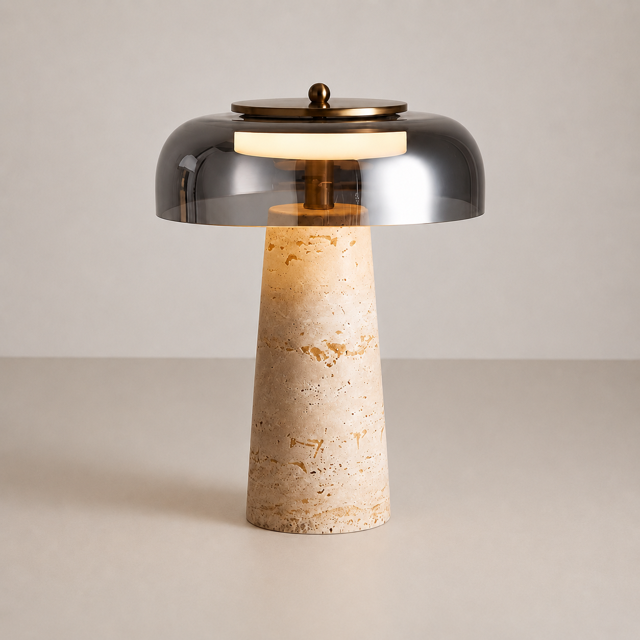 Travertine Stone Glass Table Lamp